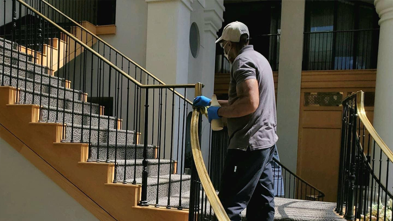 stairwell high surface touch point cleaning